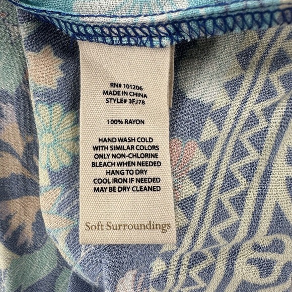 Soft Surroundings Open Front Kimono Cardigan Womens‎ S/M Blue Floral Artsy Boho - Picture 7 of 10